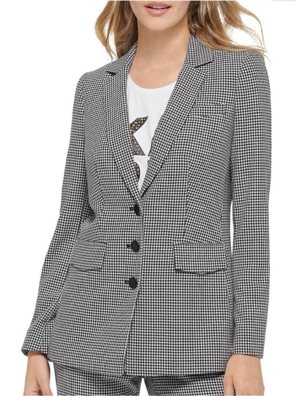 KARL LAGERFELD PARIS Women’s Houndstooth Blazer black/white size 6